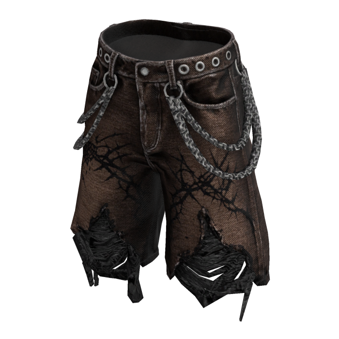 Brown Y2K Distressed Shorts w/ Chains