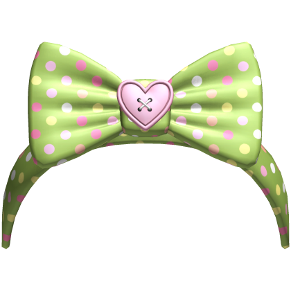 (6) Pistachio Green w Lght Pink Polka Bow Headband Roblox item