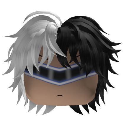 Messy Anime Hair w/ Visor (Black/White)