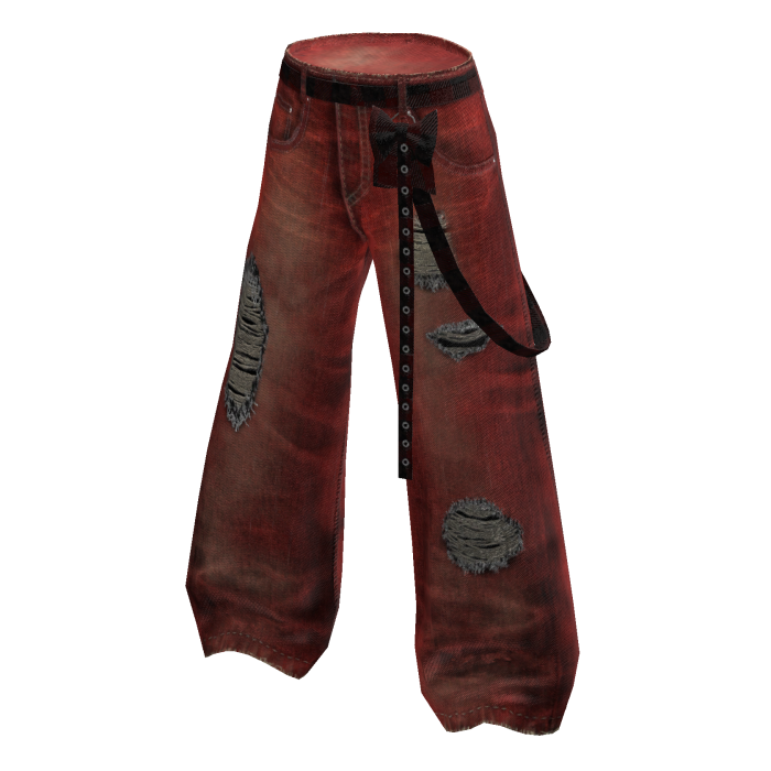 Baggy Ripped Vintage Jeans - Red