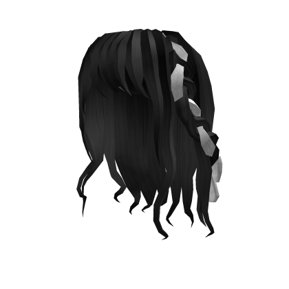 Cute Long Bangs w/ Braided Bow (Black and White)