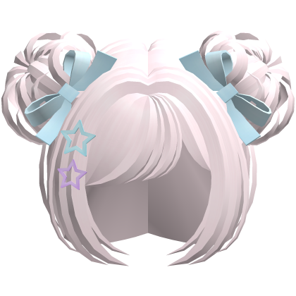 Cute Kawaii Starry Space Buns in White