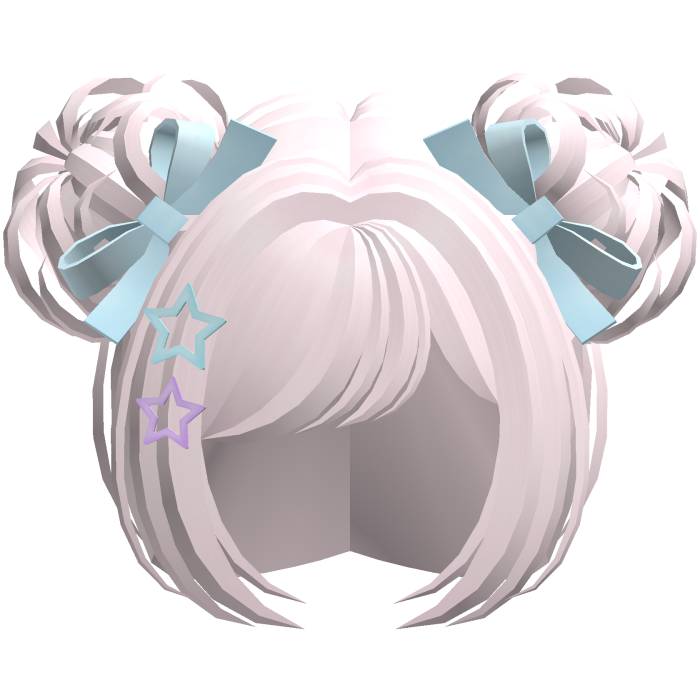 Cute Kawaii Starry Space Buns in White