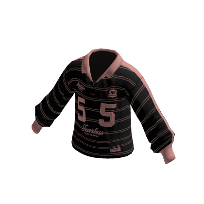 Striped Collared Sweater w/ 55 Print (Pink)