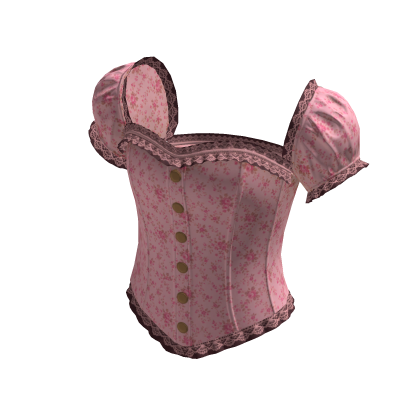 Vintage Button Corset Blouse (Pink)