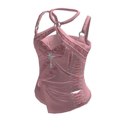 Corset Top with Crossed Straps (Pink)