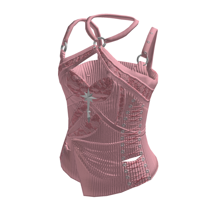 Corset Top with Crossed Straps (Pink)