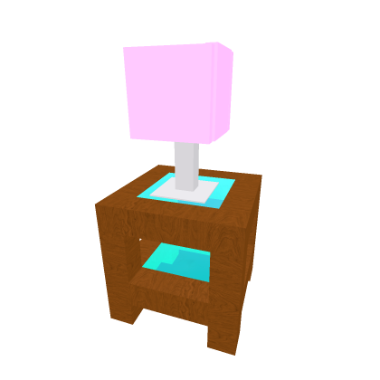 end table w/pink desk lamp