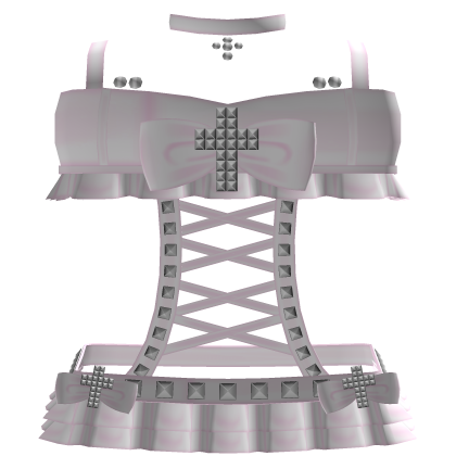 ♡⋮ emo studded cross top & skirt set in pink