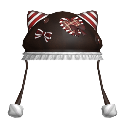 Cute Christmas Candycane Cat Hat in Brown