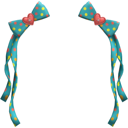 (7) Teal/Coral Polka Bows w Ribbons Roblox item