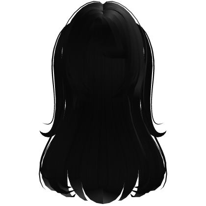 cute long flowy hair w pigtails in black Roblox item