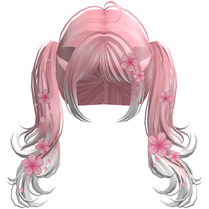 Flowy Wavy Pigtails w/ Sakura Petals (Pink&White) Roblox item
