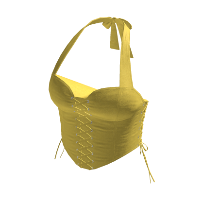 Lace-Up Halter Corset Top (Yellow)