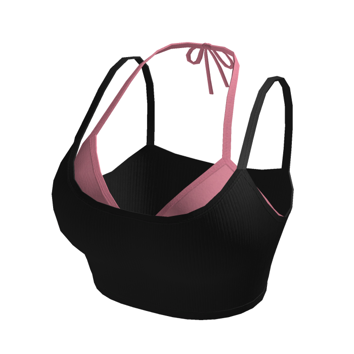 Layered Crop Top with Contrast Halter (Black)