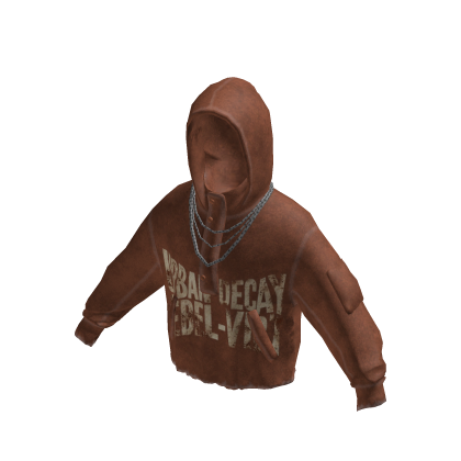 Distressed Graphic Hoodie w/ Chain (Orange)