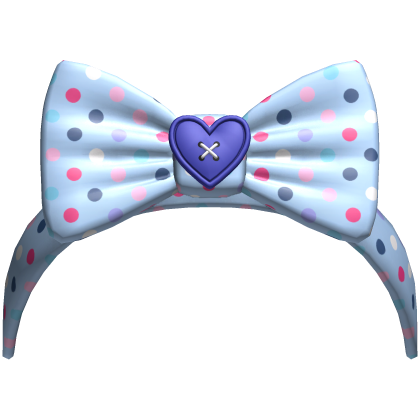 (21) Sky Blue w Navy Polka Bow Headband Roblox item