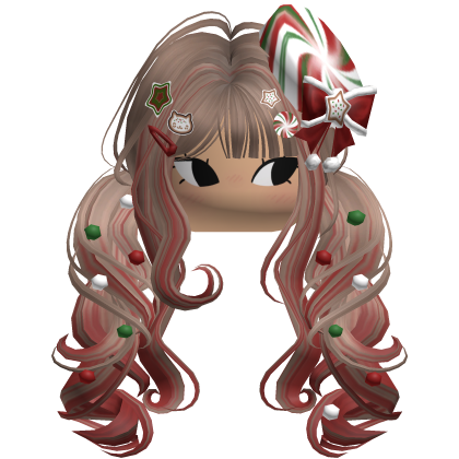 ♡ Christmas Peppermint Pigtails (Brown & Red)