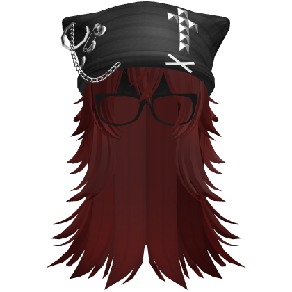 Emo Moe Red Long Wispy Hair /w Beanie