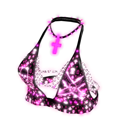 Glowing Punk Studded Halter Top Purple[MAX]