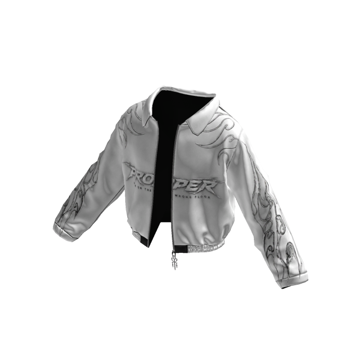 Whiteout Glossy White Flame Y2k Drip Zip Jacket 