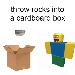 throw rocks into a cardboard box icon