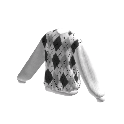 White Argyle Oversized Sweater thumbnail