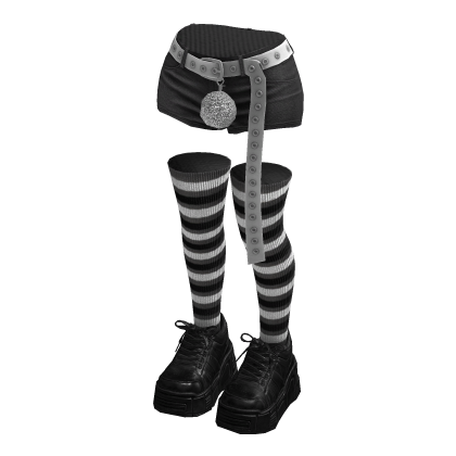 Stylish Shorts Hanging Belt (Grey White)