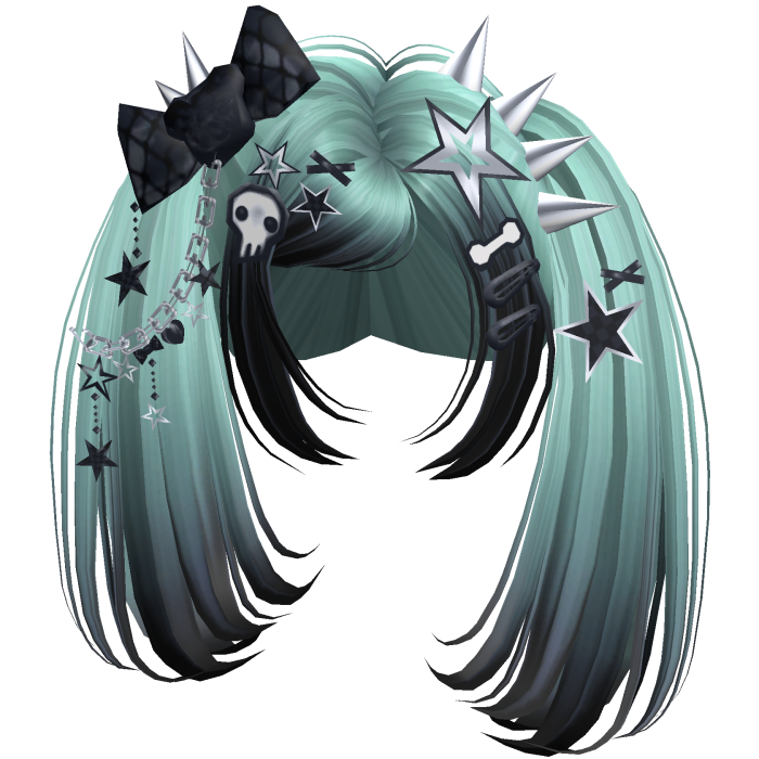 ♡ Scene Spiky Moe Pigtails (Zombie Teal)