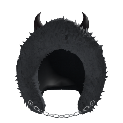 Black winter fur hood with devil horns