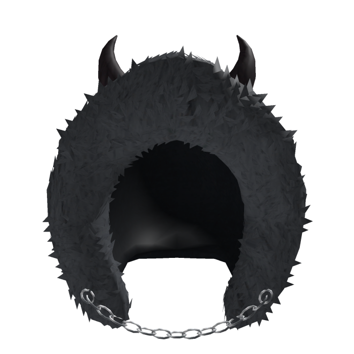 Black winter fur hood with devil horns