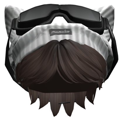 Parted Boy Hair w/ Y2K Beanie & Goggles in Brown Roblox item