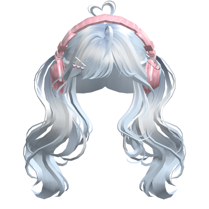 Cute Wavy Pigtails w/Headphonnes (Light Blue)