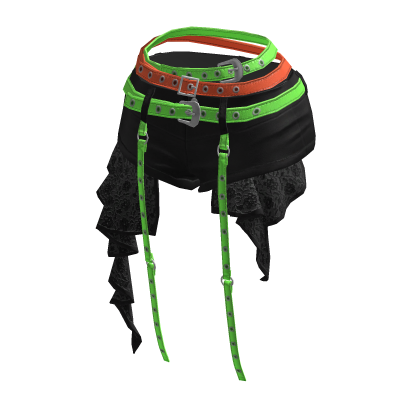 BB KPOP aespa Black Green Belted Lace Shorts