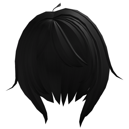 cute messy short hair with long bangs in black Roblox item