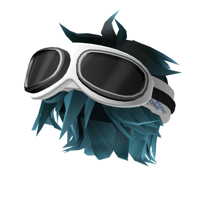 🍀Messy Wolf Hair Cut w Goggles In Blue Black thumbnail