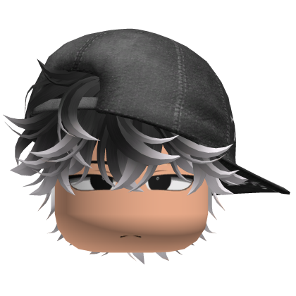 Chill Boy w messy hair + Y2K Cap (Black & White) Roblox item