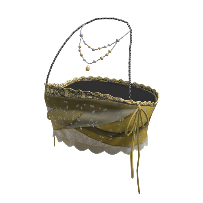 Coquette Lace Tube Top w/ Pearl Necklace (Yellow)