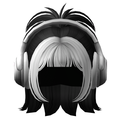 Y2K Popstar Ponytail with Headphones Black White Roblox item