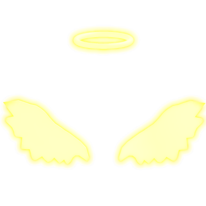 Neon Glowing Yellow Angel Halo and Wings