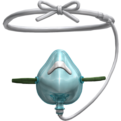 Blue Oxygen Mask With Tube Around The Head
