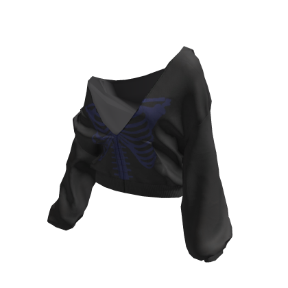 Skeleton Pullover Baggy Hoodie Black&Navy