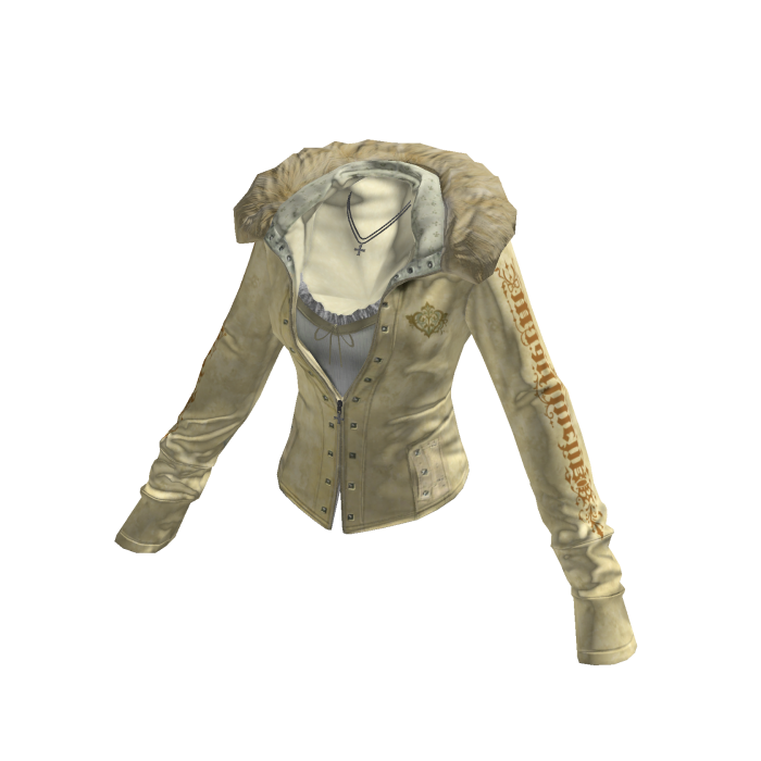 Y2K Fur Trim Jacket w/ Necklace (Yellow)