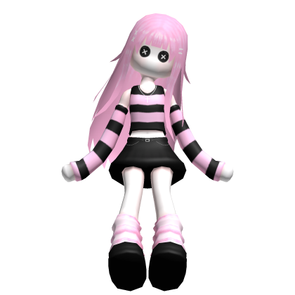 Pink and Black Sitting Doll On Head
