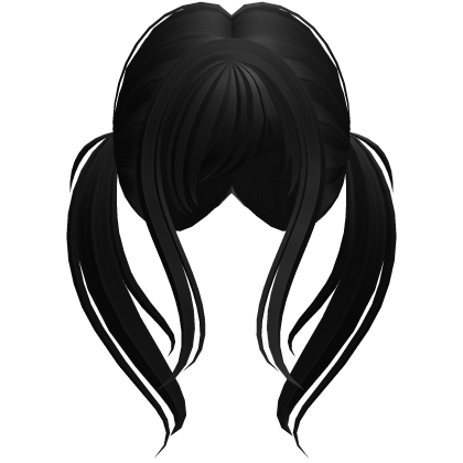 Long Wavy Pigtails with Bangs Black Roblox item