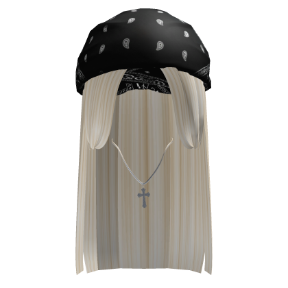 Black Bandana Long Hair w/ Cross Necklace (Blonde) Roblox item