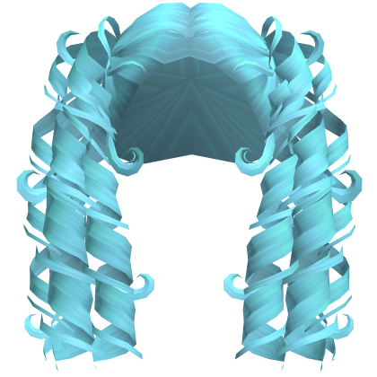 Victorian Cute Curli Princess Pigtails Aqua Blue