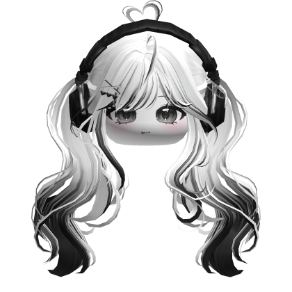 Cute Wavy Pigtails w/ Headphones (White&Black)