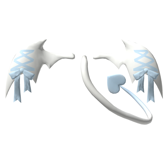 Bat Devil Imp Lace Tail - White Pastel Blue