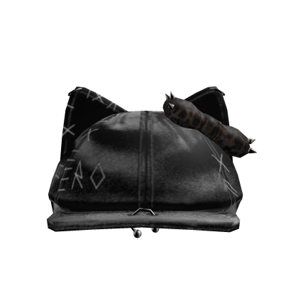Y2K Black Leather Kitty Cap